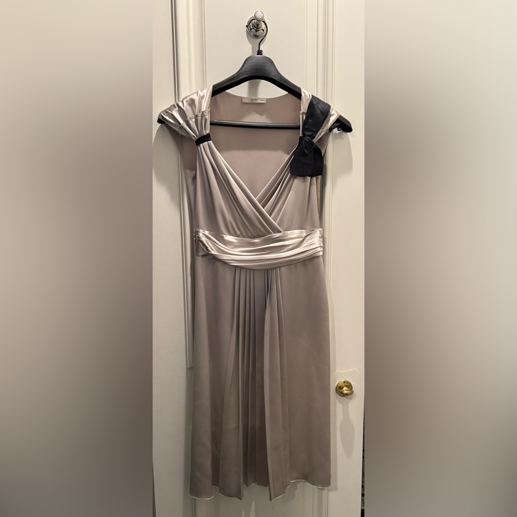Prada Silver Short Sleeve Midi Dress